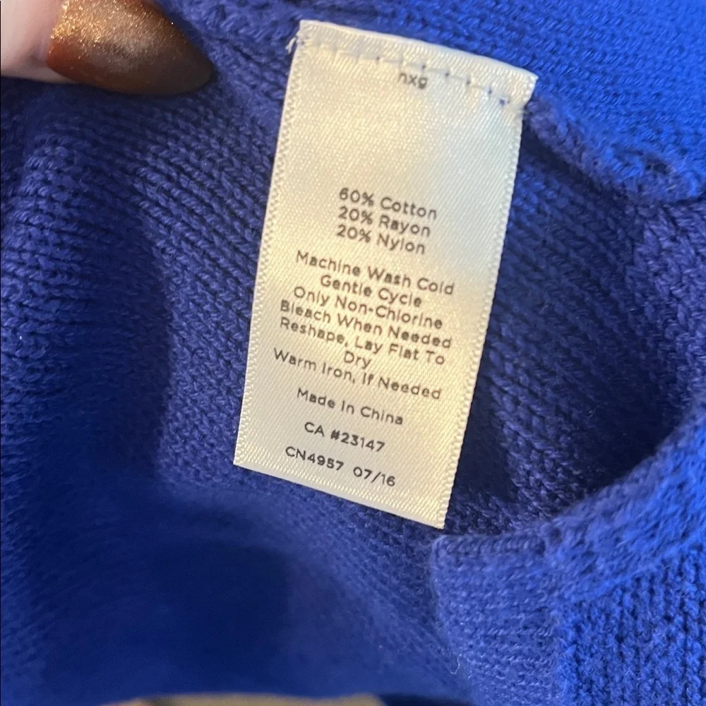 Talbots Sweater Anchor Holiday Size Medium Blue